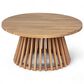 Hearth and Haven Outdoor Round Coffee Table with Slatted Base in Light Teak, , large