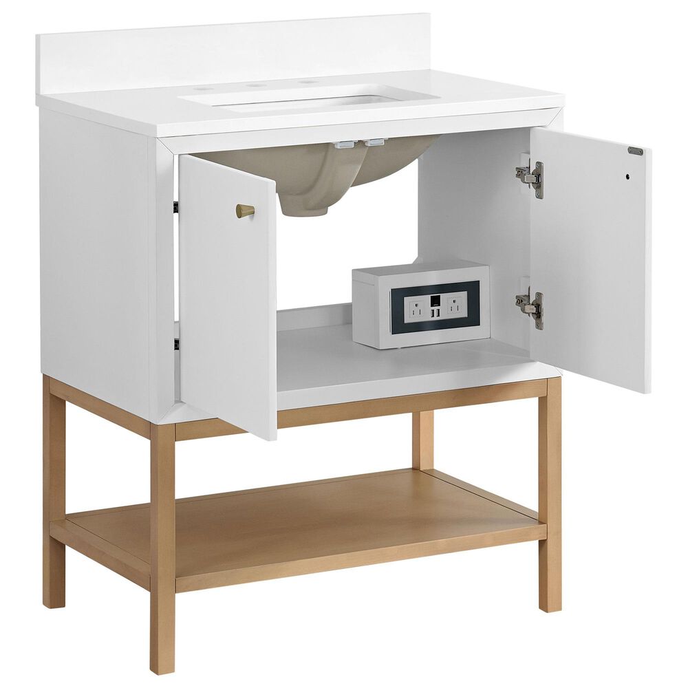 37B Isadore 30" Single Bathroom Vanity Cabinet in Bright White and White Composite Stone Top and Backsplash, , large