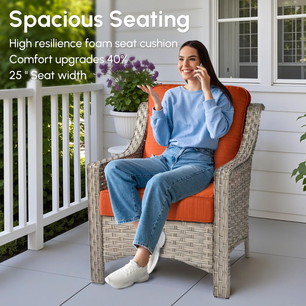 HOMLUX 5-Piece Patio Conversation Set with Two Ottomans in Orange Red, , large