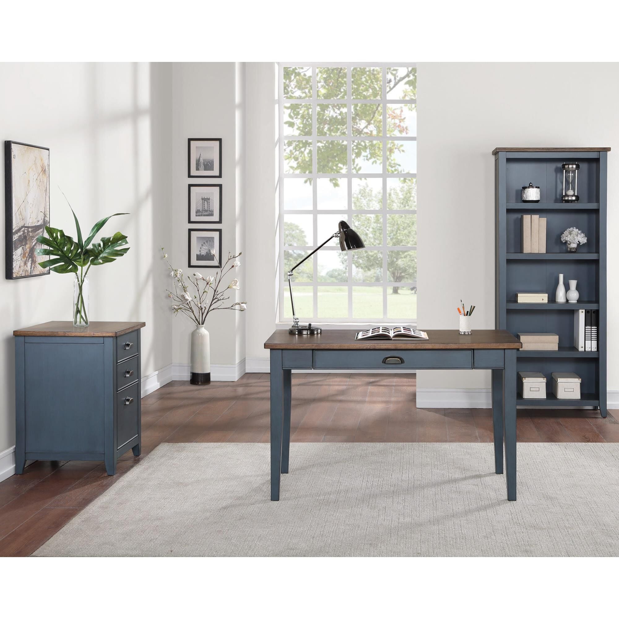 Wycliff Bay Fairmont 5-Shelf Bookcase in Dusty Blue