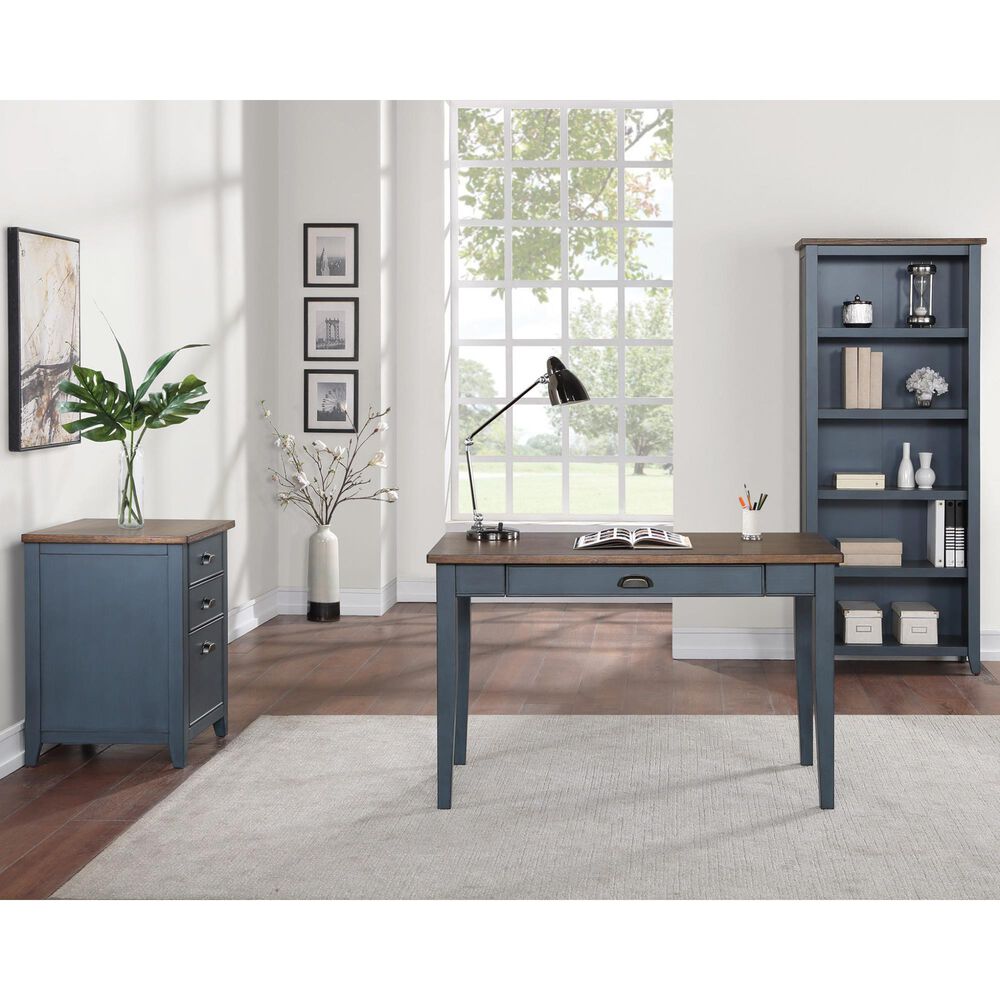 Wycliff Bay Fairmont 5-Shelf Bookcase in Dusty Blue, , large