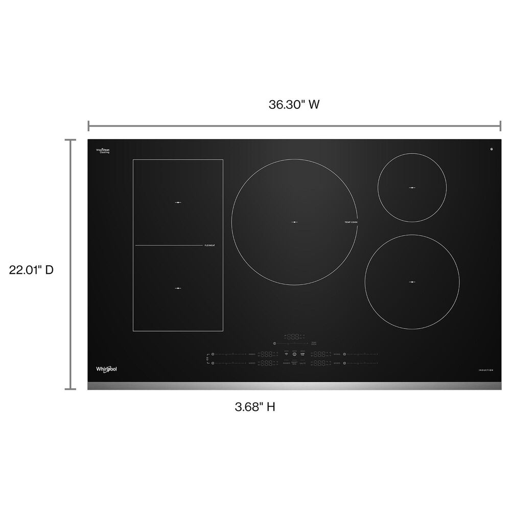 Whirlpool 36&quot; Intelligent Induction Cooktop with Temp Cook Technology and WipeClean Coating in Black and Stainless Steel, , large