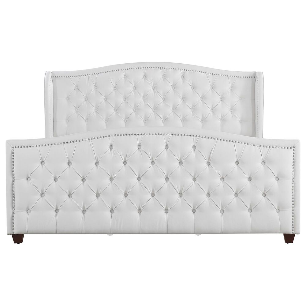 Jennifer Taylor Home Marcella King Upholstered Bed in Bright White NFM