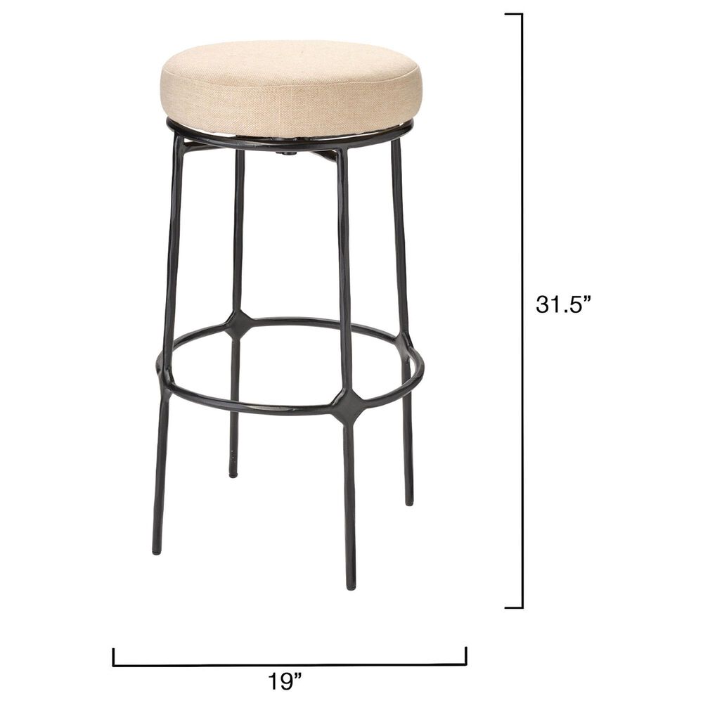 Jamie Young Ashbourne Bar Stool with Beige Upholstery in Black, , large