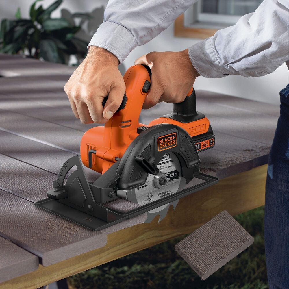 Black &amp; Decker 20V Max Powerconnect 5.5&quot; Cordless Circular Saw Tool in Black and Orange, , large
