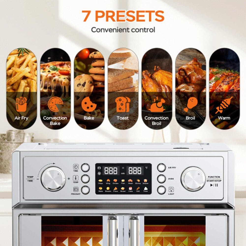 HOMLUX 26 Qt Large Air Fryer Toaster Oven in Silver, , large