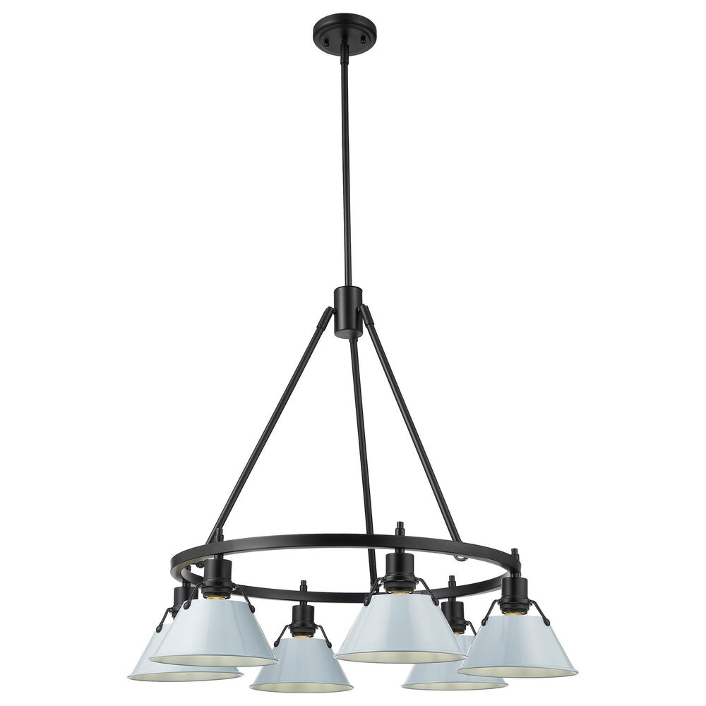 Golden Lighting Orwell 6-Light Chandelier with Dusky Blue Shade in Matte Black, , large