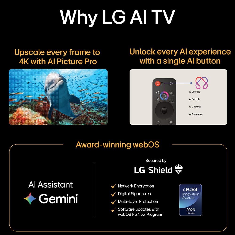 LG 55" Class G6 Series OLED evo AI 4K with Supplied Flush Wall Mount in Black - Smart TV, , large