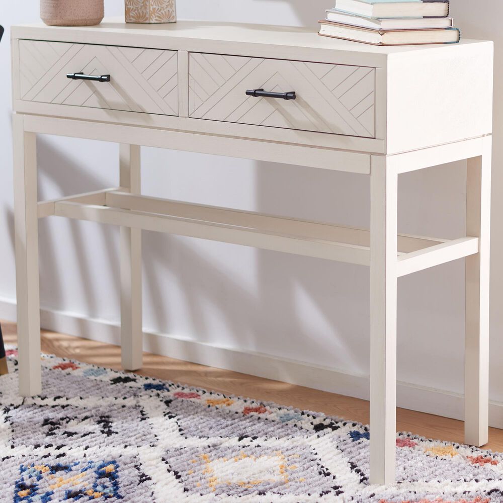 Safavieh Ajana 2-Drawer Console Table in Distressed White, , large