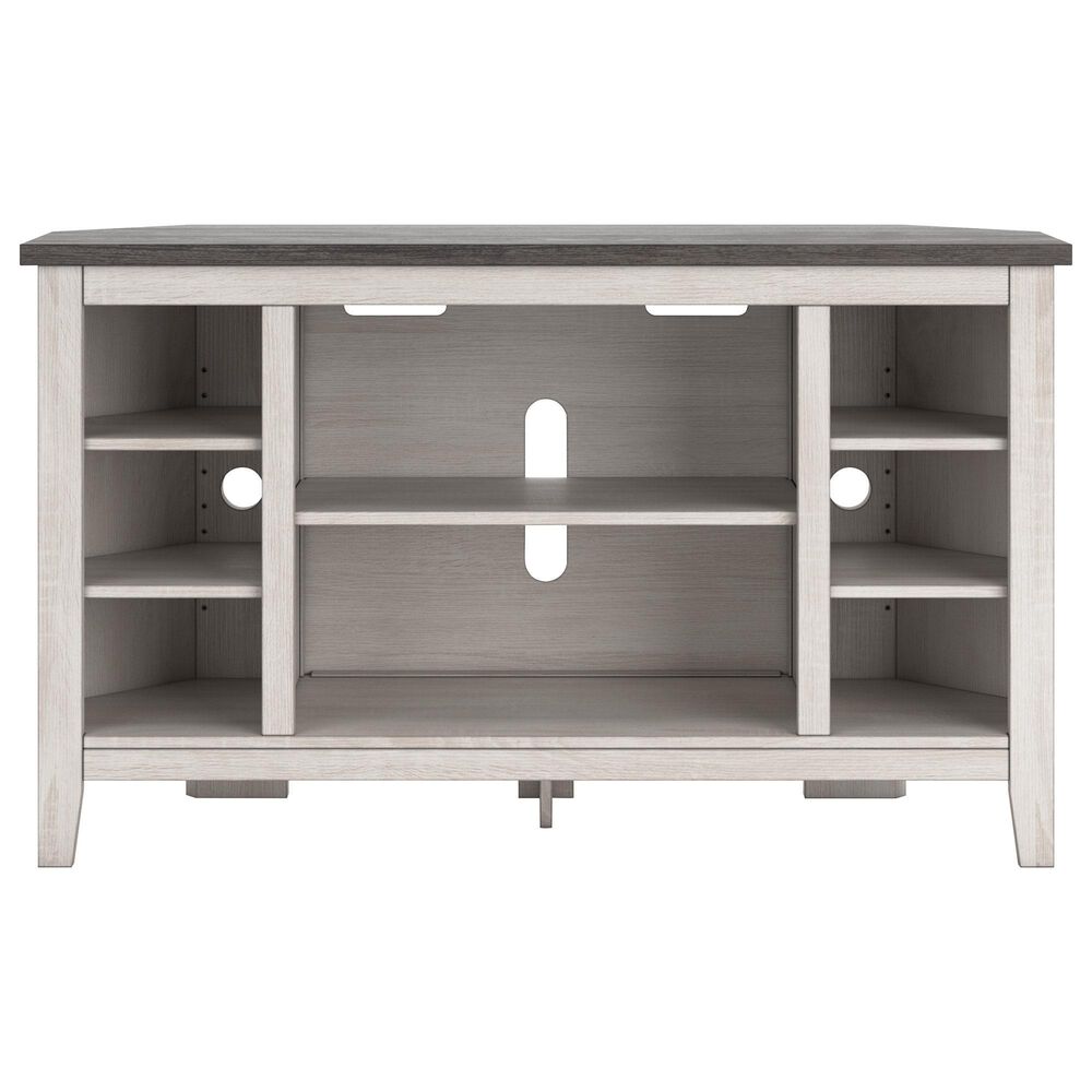 Ashley Dorrinson 48&quot; Corner TV Stand in Antiqued White and Gray, , large