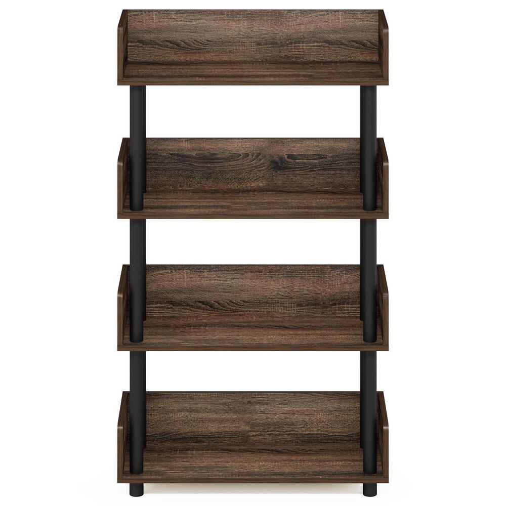 HOMLUX Turn-N-Tube 4-Tier Open Display Storage Bookshelf in Walnut, , large