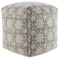 LR Home 20" Square Floral Pouf in Blue and Beige, , large