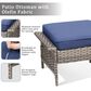 Hearth and Haven Patio Wicker Ottoman with Widened Armrest in Blue (Set of 2), , large