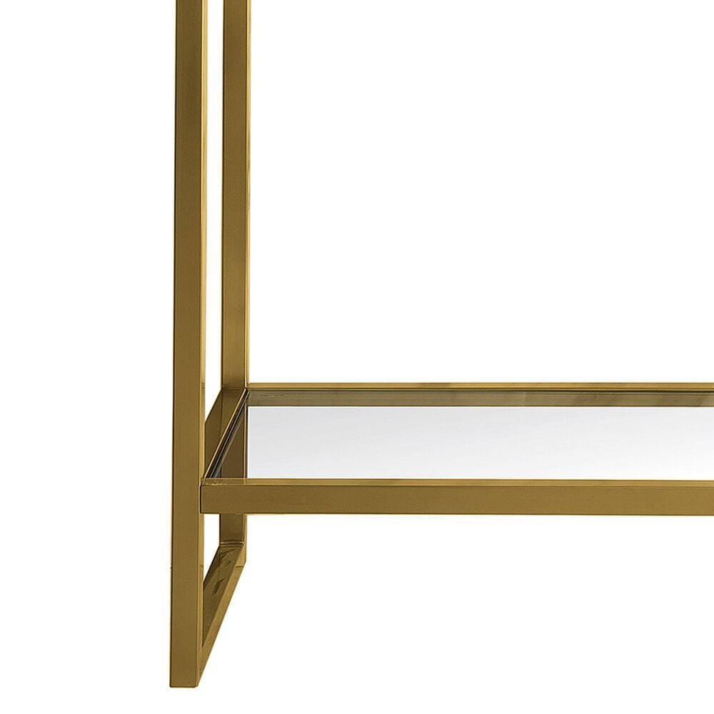 James Martin Vanities Boston 31.5&quot; Single Bathroom Vanity in Radiant Gold with 3 cm White Glossy Resin Countertop and Rectangular Sink, , large
