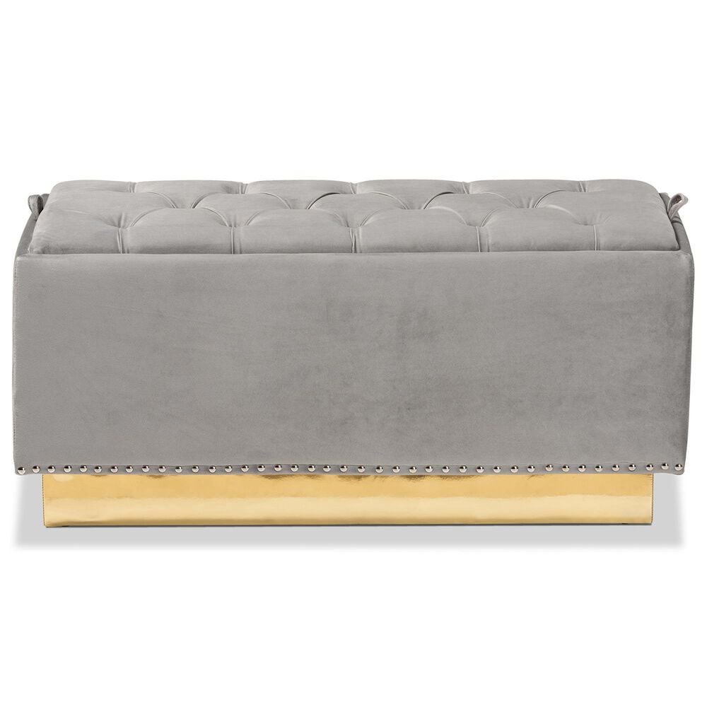 Baxton Studio Powell Storage Ottoman in Grey and Gold, , large