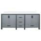 Lexora Home Ziva 84" Double Bathroom Vanity in Dark Grey with 2 cm White Cultured Marble Top and Rectangular Sinks, , large