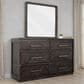 Fallridge Mezquite Solid Wood 6 Drawer Dresser and Mirror in Black natural Grain, , large