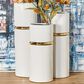 Maple and Jade Glam Vase with Equator Belt in White and Gold (Set of 3), , large