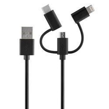 ROVE 4ft 3-in-1 Multi Charging Cord Android and iPhone-Ready Cable - Black, , large