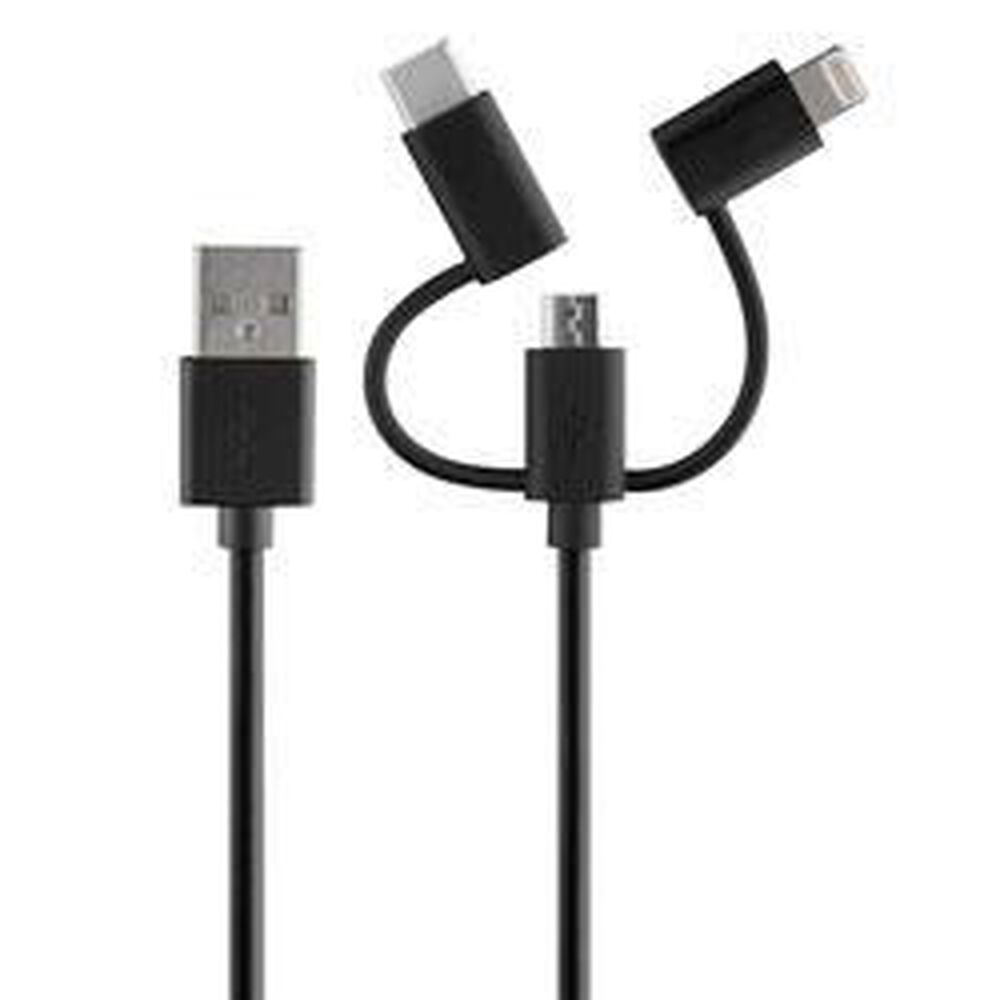 ROVE 4ft 3-in-1 Multi Charging Cord Android and iPhone-Ready Cable - Black, , large