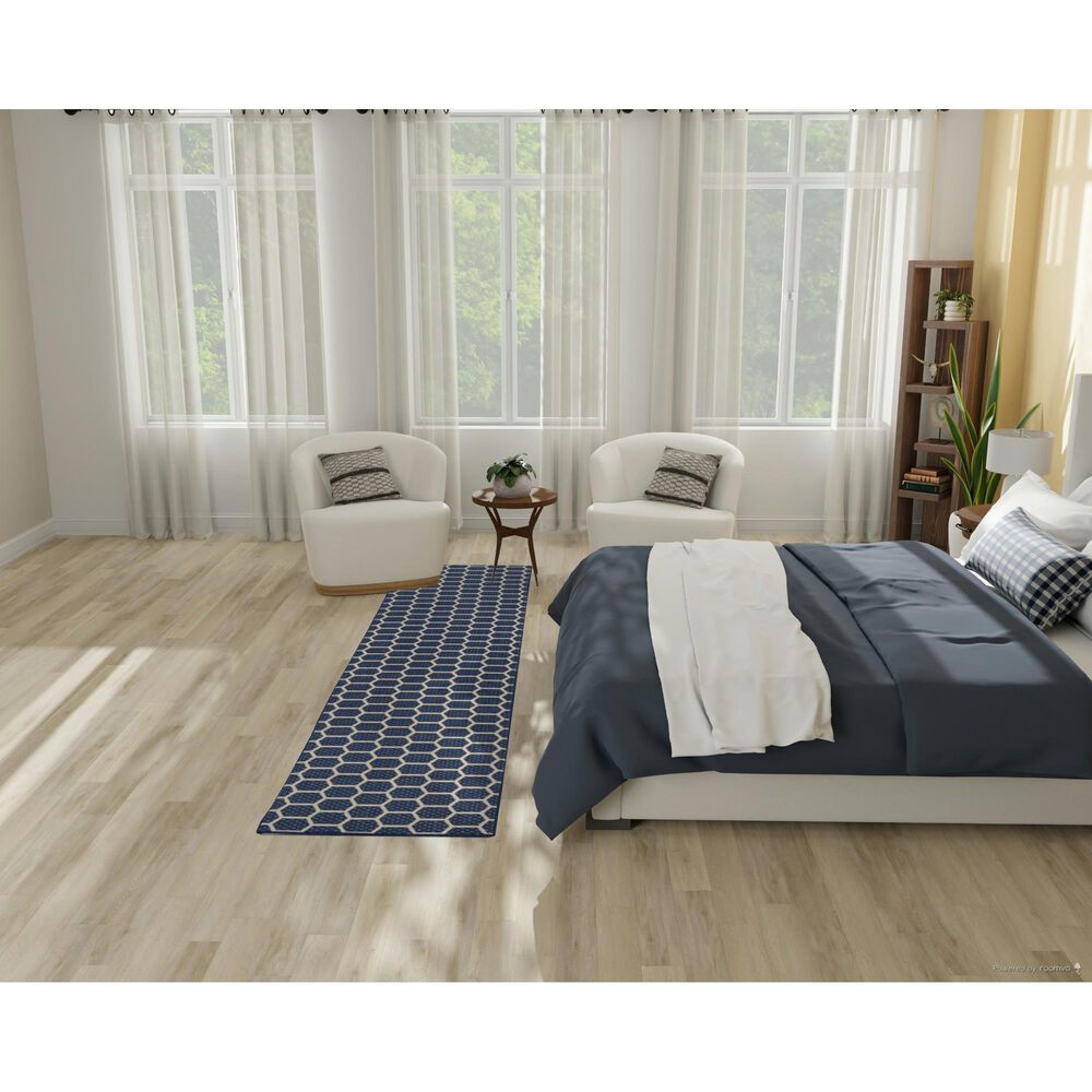 Nourison Twist Reversible 2&#39;2&quot; x 10&#39; Navy Indoor/Outdoor Runner, , large
