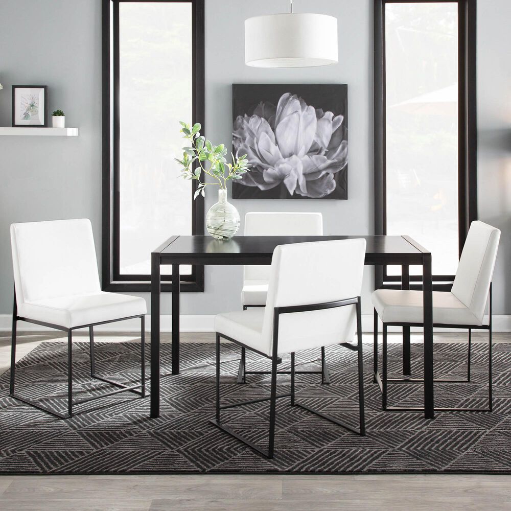 Lumisource Fuji Dining Chair with White Faux Leather Cushion in Black &#40;Set of 2&#41;, , large