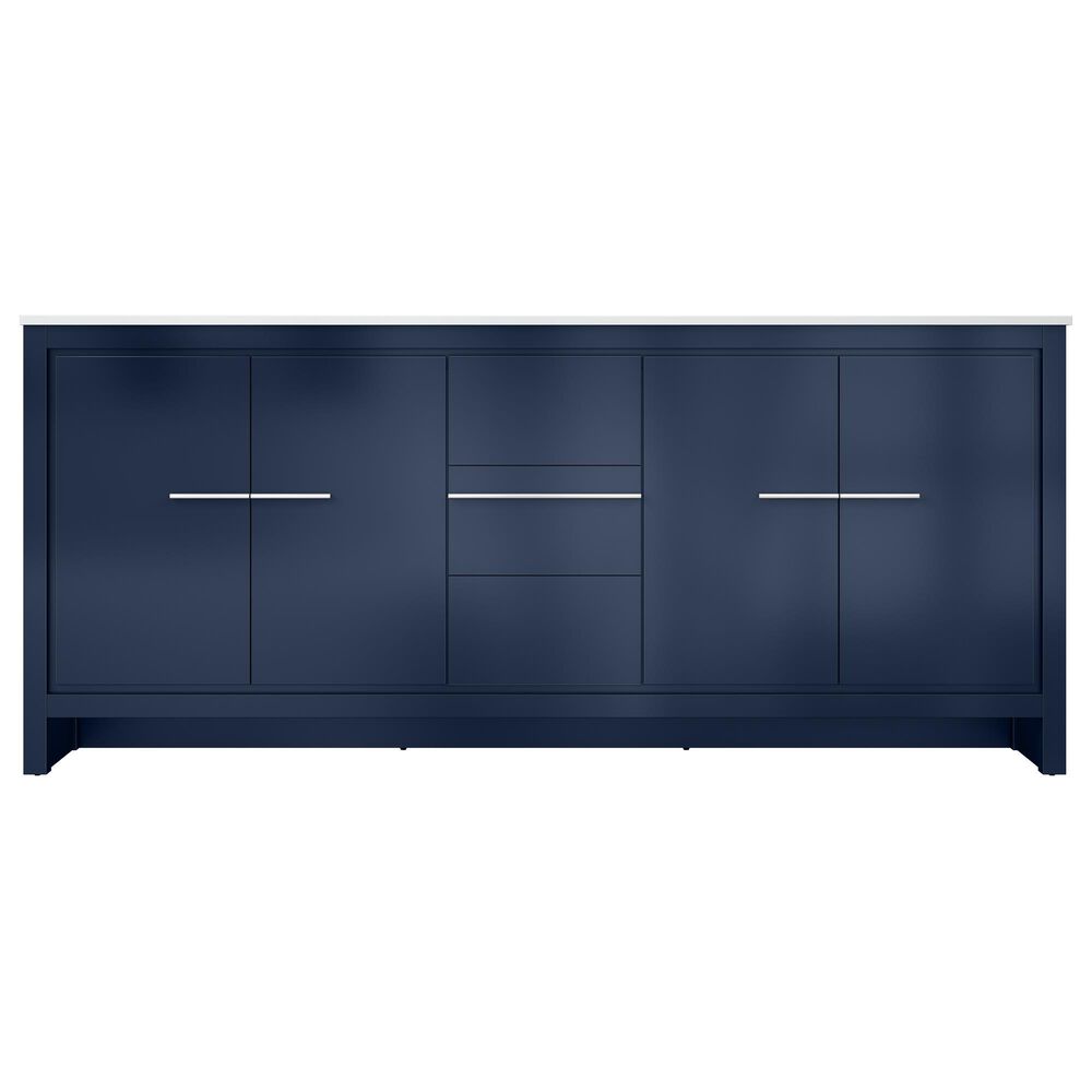 Lexora Home Lafarre 80&quot; Double Bathroom Vanity in Navy Blue with 2 cm White Quartz Top and Rectangular Sinks, , large