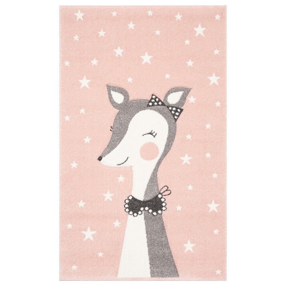 Safavieh Carousel CRK191 4" x 6" Pink and Ivory Kids Area Rug, , large