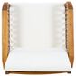 Hearth and Haven Outdoor Club Chair with Handwoven Rope Armrest and Light Teak Frame in Cream, , large