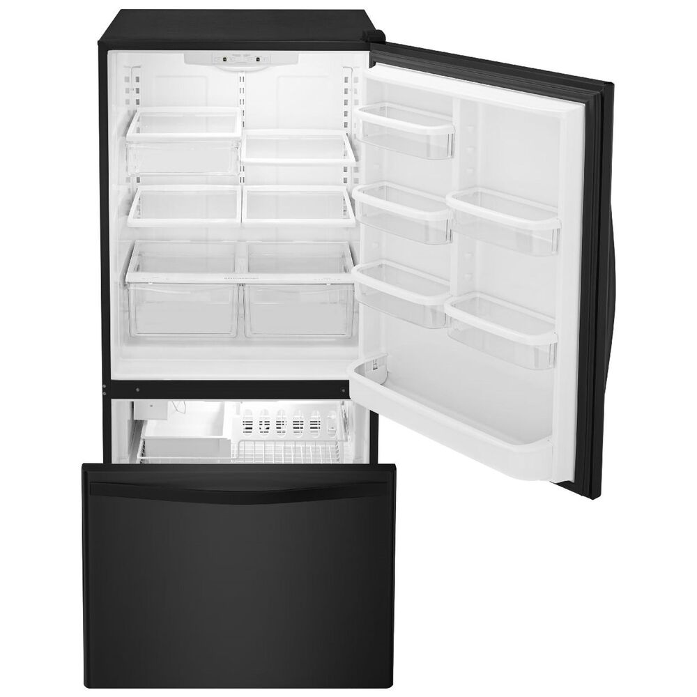 Whirlpool 19 Cu. Ft. Bottom-Freezer Refrigerator with SpillGuard Glass Shelves in Black, , large