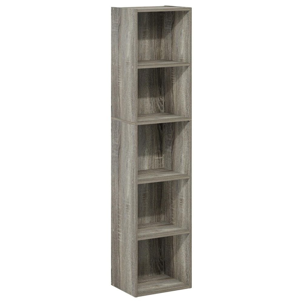 HOMLUX 5-Tier Cube Open Shelf Storage Organizer Bookcase in French Oak, , large