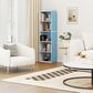 HOMLUX 5-Tier Reversible Bookshelf with Decorative Open Shelves in White and Light Blue, , large