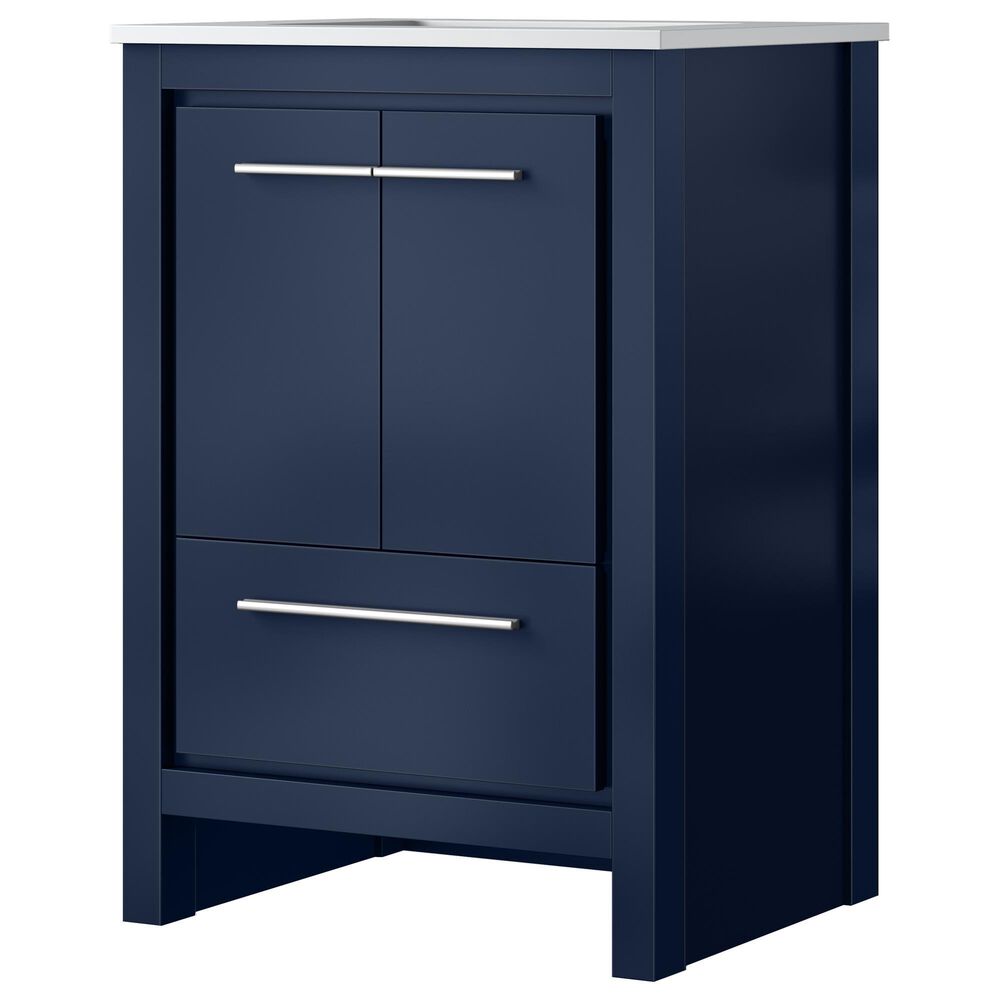 Lexora Home Lafarre 24&quot; Single Bathroom Vanity in Navy Blue with 2 cm White Quartz Top and Rectangular Sink, , large