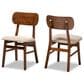 Baxton Studio Euclid Side Chair with Sand Cushion in Walnut Brown (Set of 2), , large