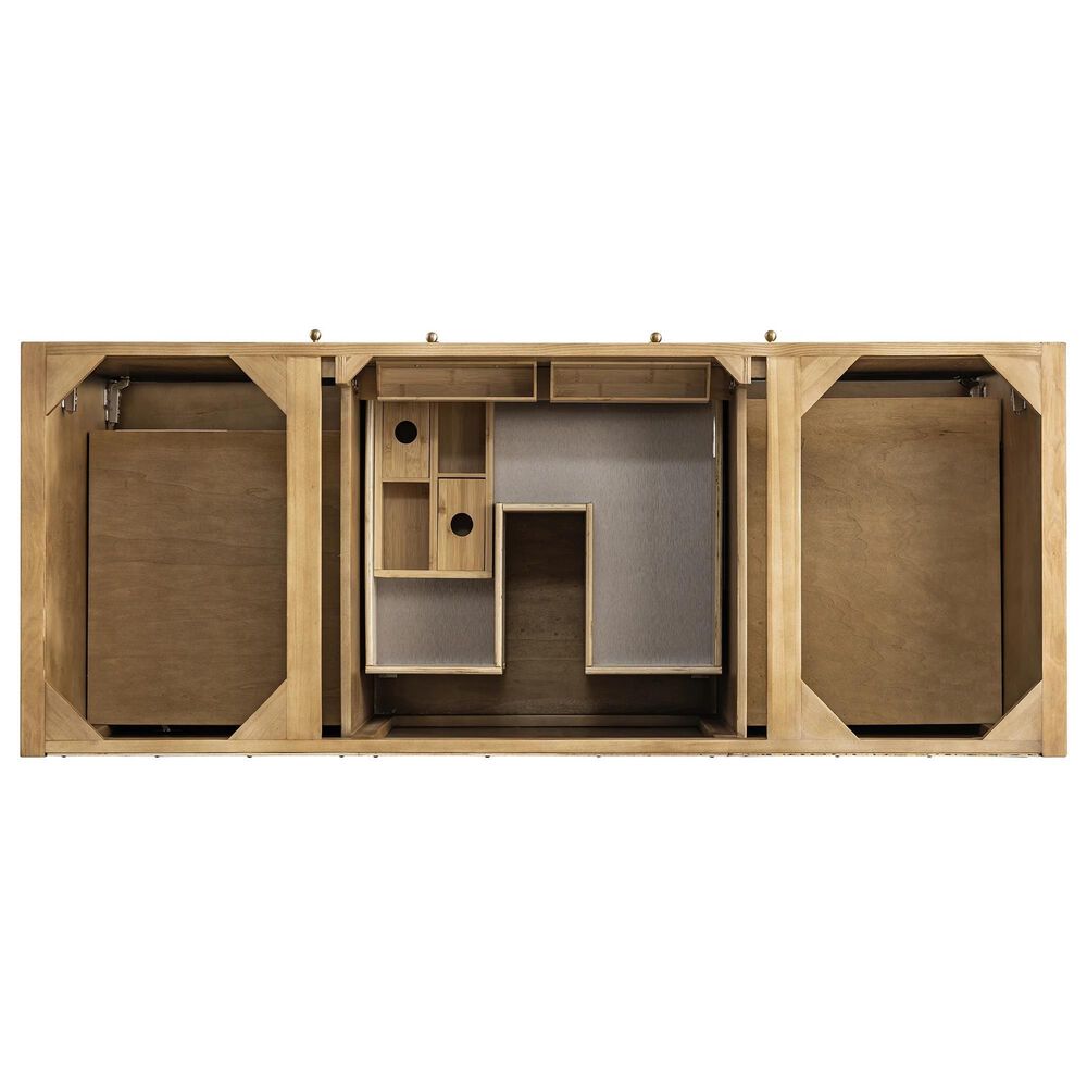 James Martin Vanities Hudson 60&quot; Single Bathroom Vanity in Light Natural Oak with 3 cm Carrara White Marble Top and Rectangular Sink, , large