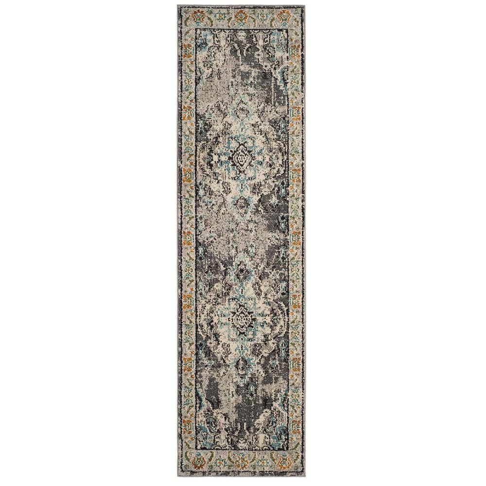 Safavieh Monaco MNC243G-212 2&#39;2&quot; x 12&#39; Grey/Light Blue Runner, , large