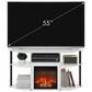 HOMLUX 47" Corner TV Stand with Electric Fireplace in White and Black, , large
