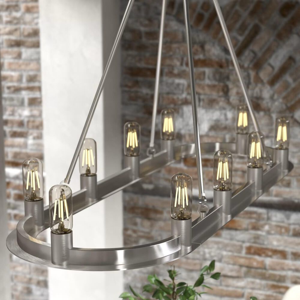 Hunter Saddlewood 10-Light Linear Chandelier in Brushed Nickel, , large