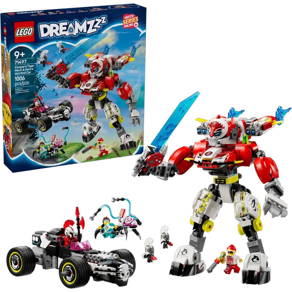 LEGO DREAMZZZ Cooper"s Tiger Mech & Zero"s Hot Rod Car, , large