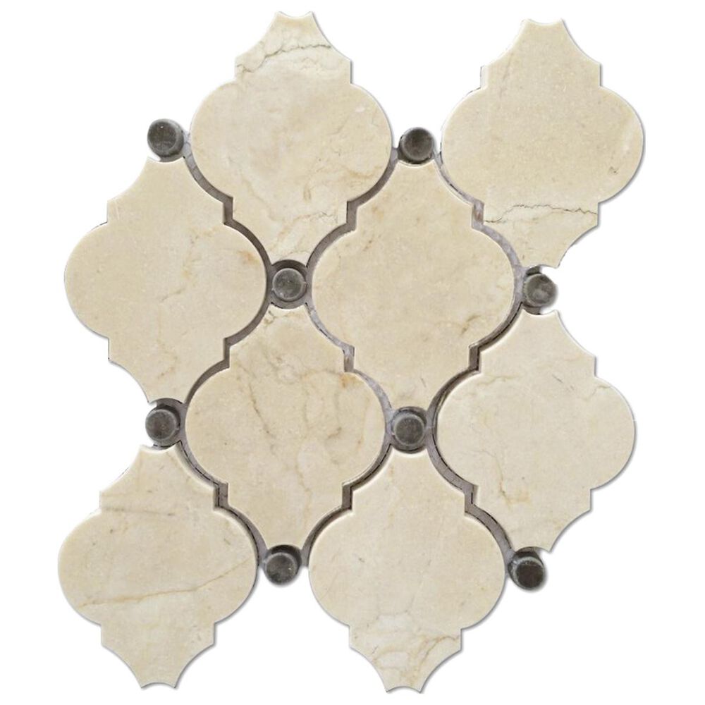 Soci Masterpiece Cream Marfil and French Gray 8.39" x 9.57" Mosaic Sheet, , large
