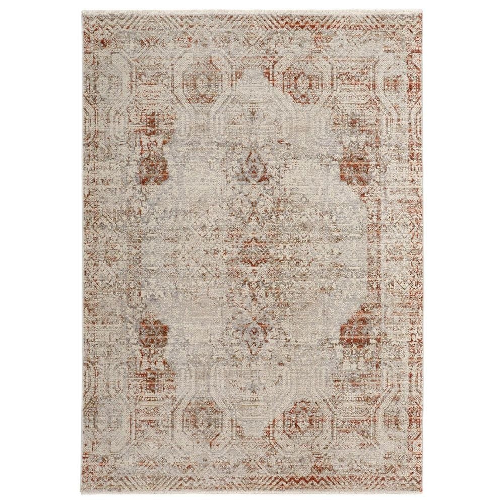 Feizy Kaia 3" x 5" Gray and Rust Area Rug, , large