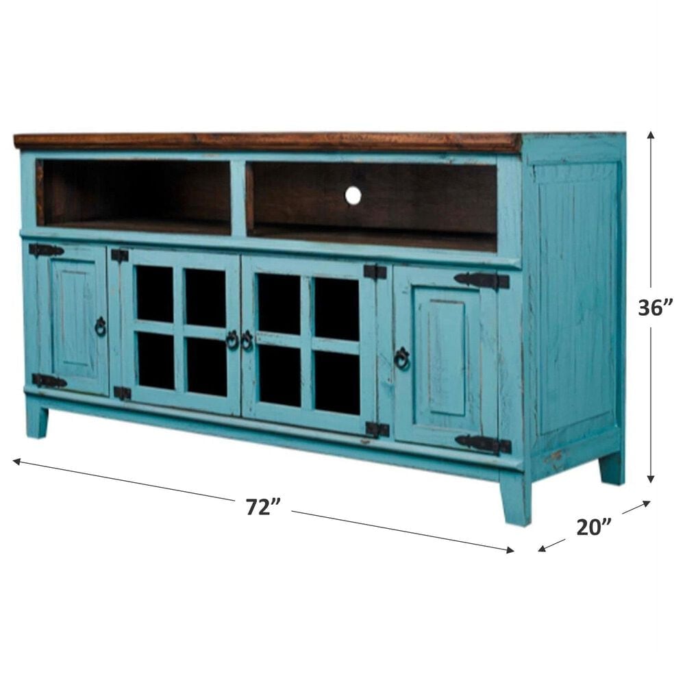 Rustic Imports Hacienda 72&quot; TV Stand in Antique Turquoise, , large