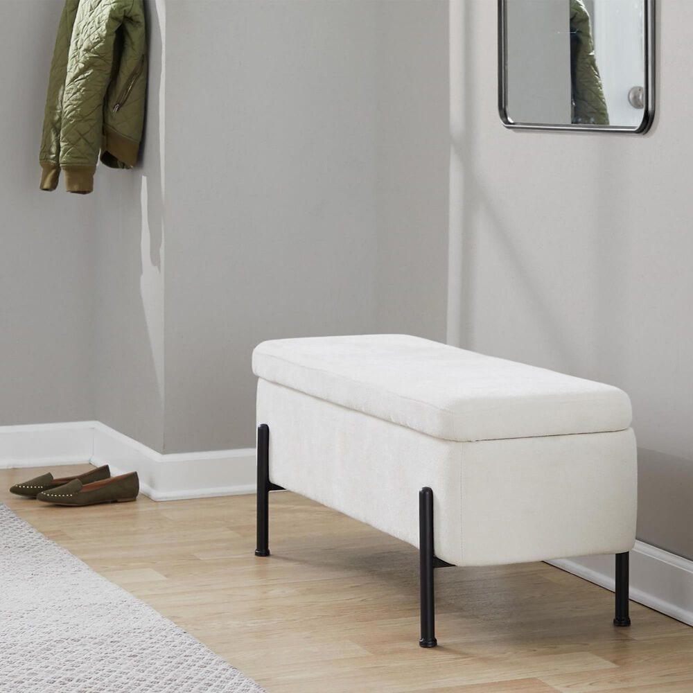 Lumisource Daniella Storage Bench with Cream Cushion in Black, , large