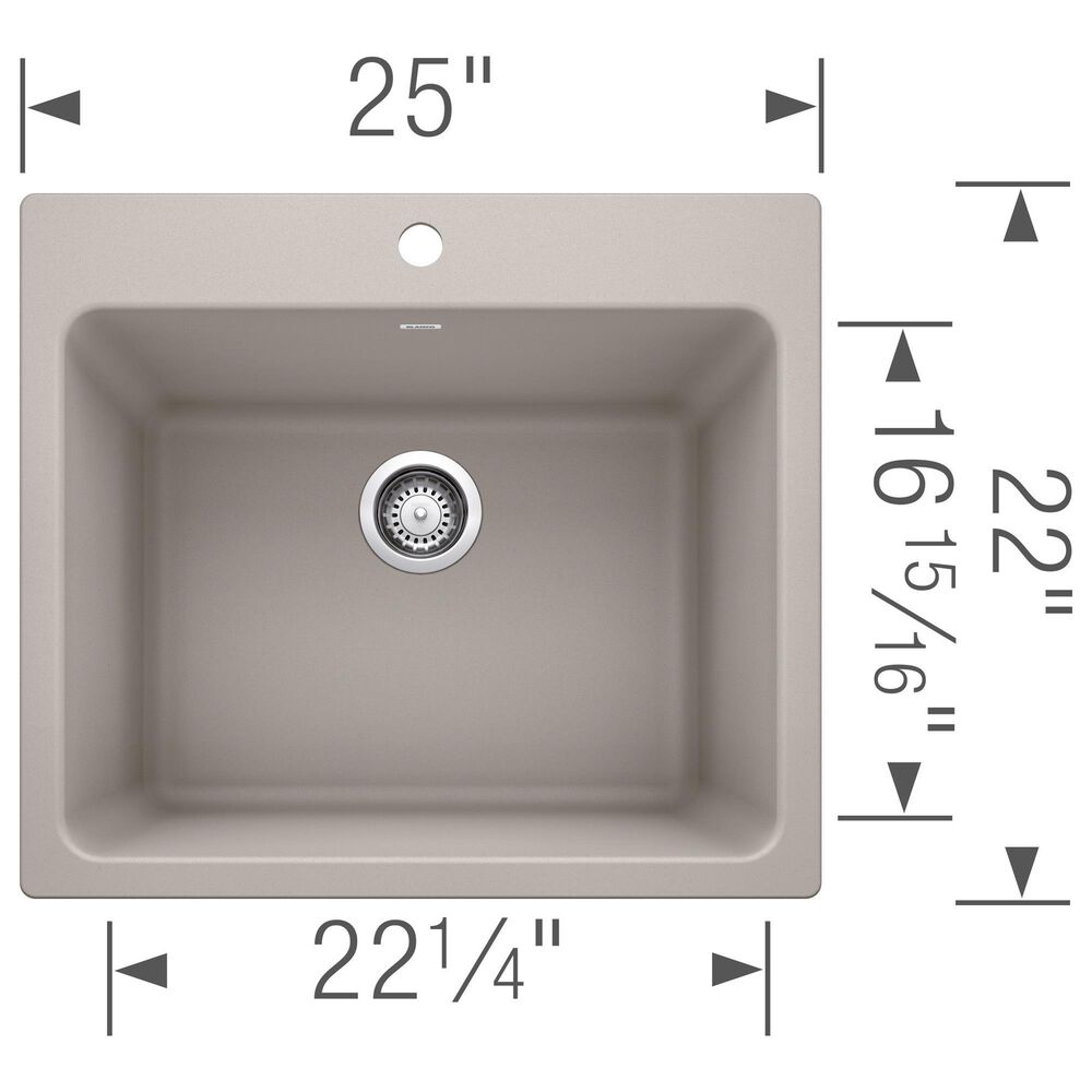 Blanco Liven 25&quot; Dual Mount Laundry Sink in Truffle, , large