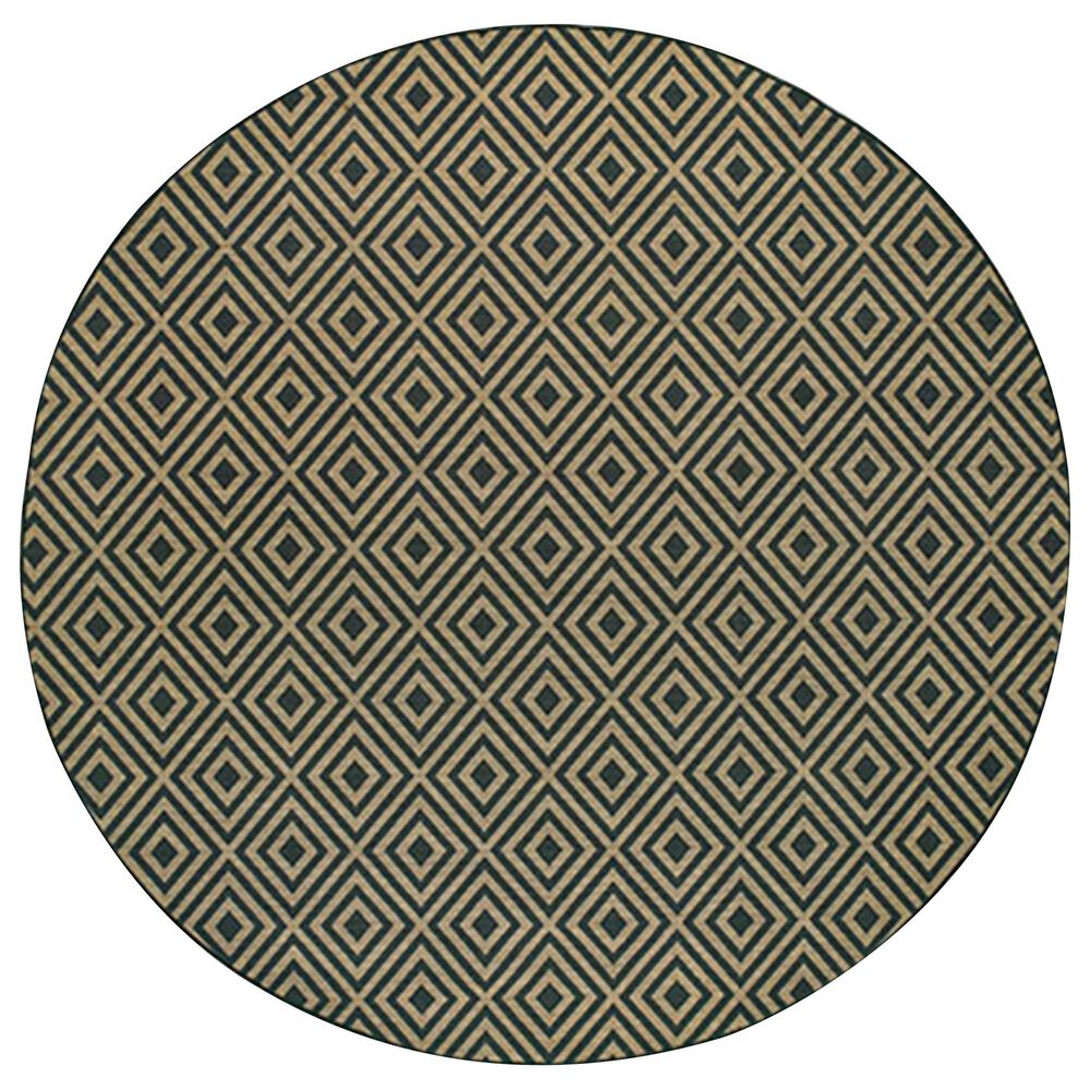 Oriental Weavers Marina 2335K 7"10" Round Black and Tan Area Rug, , large