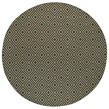 Oriental Weavers Marina 2335K 7"10" Round Black and Tan Area Rug, , large