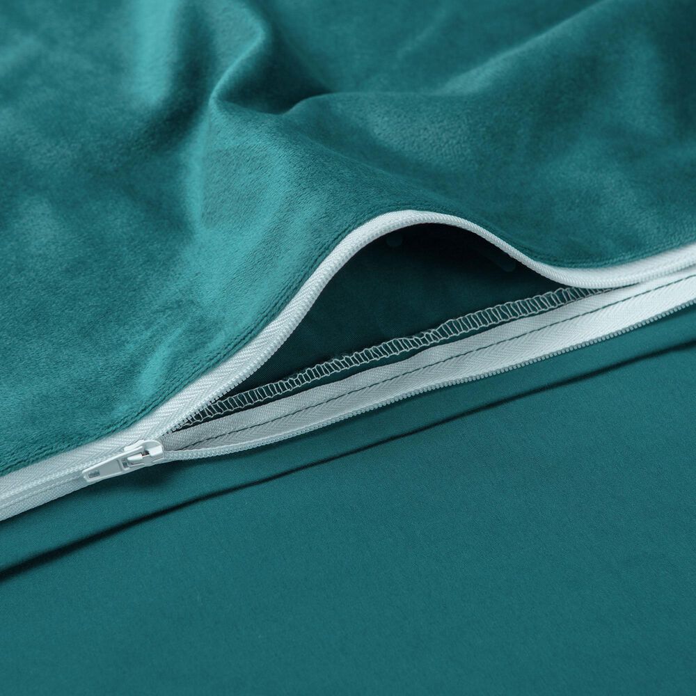 Chanasaya Home Velour 3-Piece King Duvet Cover Set in Deep Teal, , large