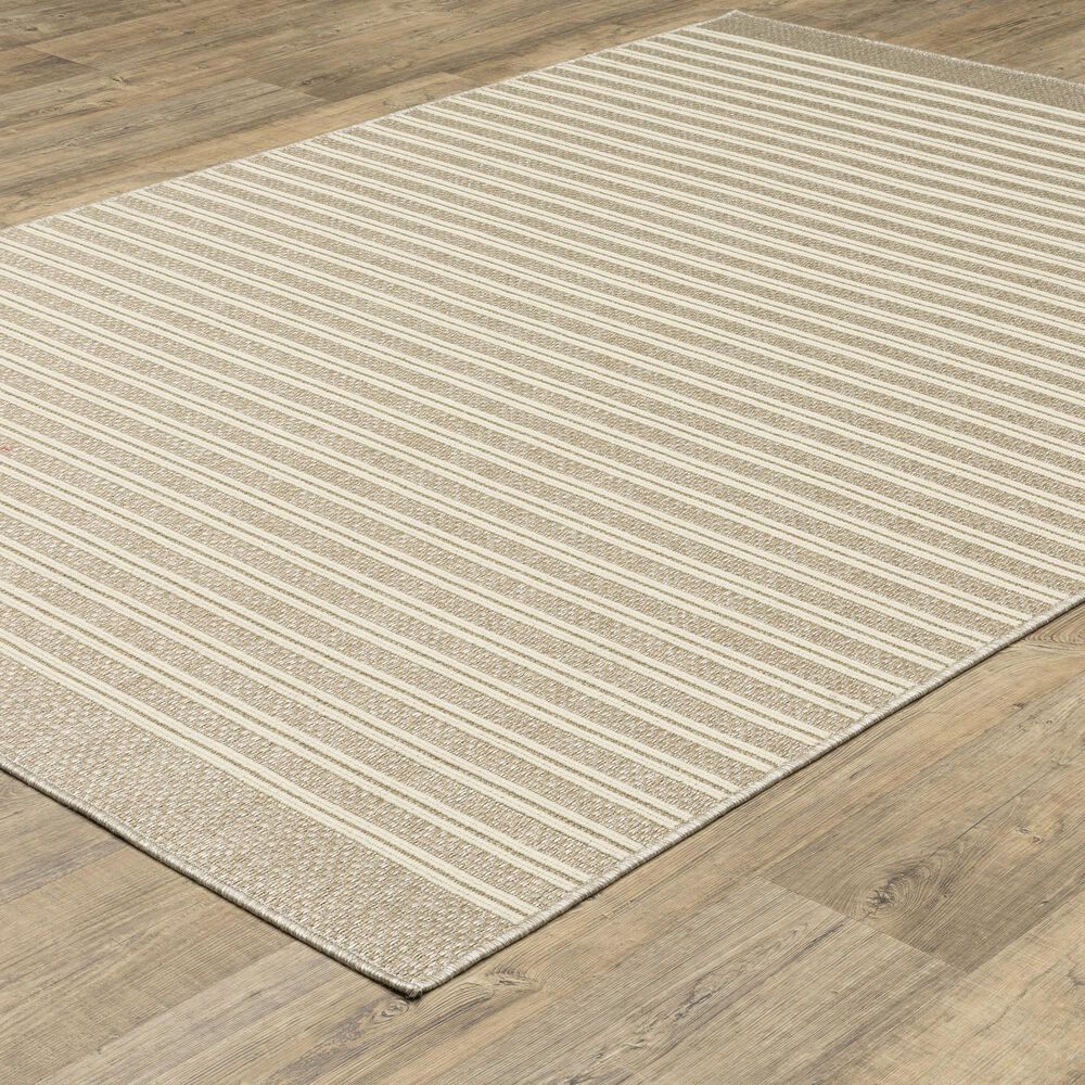 ROW by Oriental Weavers Zarina Striped Beige and Ivory 7'10" x 10' Indoor/Outdoor Area Rug, , large