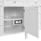 James Martin Brittany 84" Double Bathroom Vanity in Bright White with 3 cm Eternal Jasmine Pearl Top, Rectangular Sinks and FreePower Wireless Charger, , large