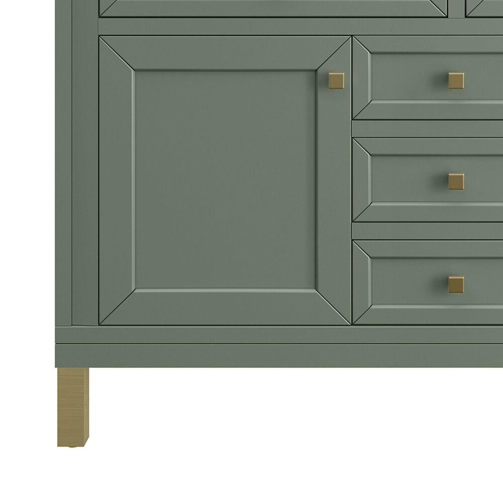 James Martin Vanities Chicago 48&quot; Single Bathroom Vanity in Smokey Celadon with 3 cm Carrara White Marble Top and Rectangular Sink, , large